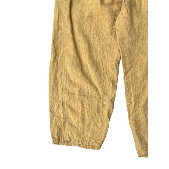 Eileen Fisher Delave Lantern Pants Mustard Cropped Wide-Leg Linen, Size XS - Picture 2 of 9